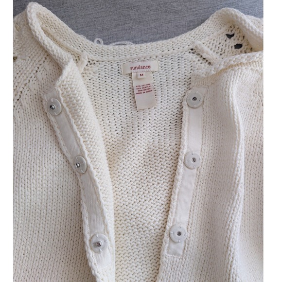 Sundance Cottage Romantic White Rolled Neck Crochet Sleeves Cardigan - Picture 6 of 7